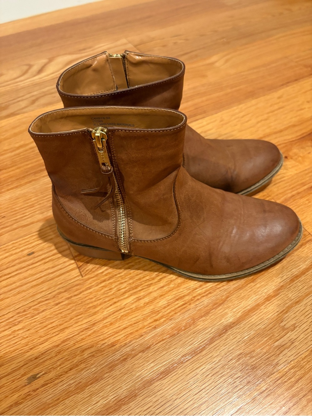 Women’s Tan Ankle Booties with Side Zip